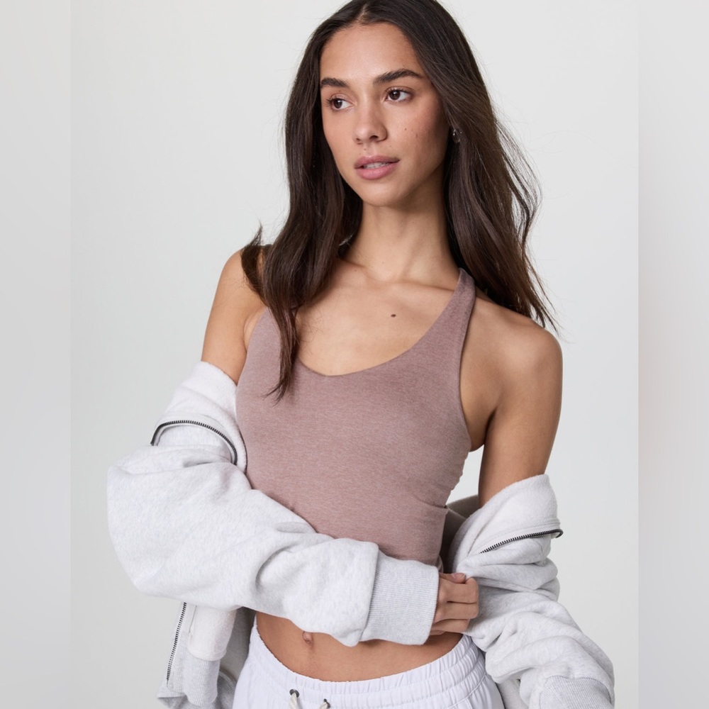 Vuori Halo Performance Crop 2.0 Zion Rose Heather - Picture 2 of 8